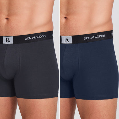 DON ALGODON | Pack de 6 Boxers Para Hombres | 6 Colores Diferentes: Negro, Azul, Gris, Teja, Azulado, Verde | Elegantes y Cómodos | 93% Algodón | 5 Tallas: S, M, L, XL, XXL | Para Uso Diario | Cintura Elástica | Transpirables y Suaves - Underwear Essentials
