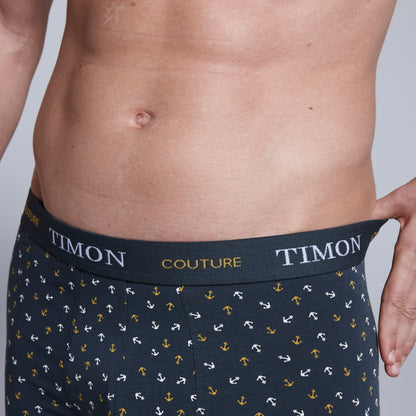 TIMON | Pack de 6 Boxers Para Hombre | 93 % Algodón | 3 Colores: Negro, Marino, Verde y 3 Estampados con Anclas| Cintura Elástica | Máximo Confort | 5 Tallas: S, M, L, XL, XXL