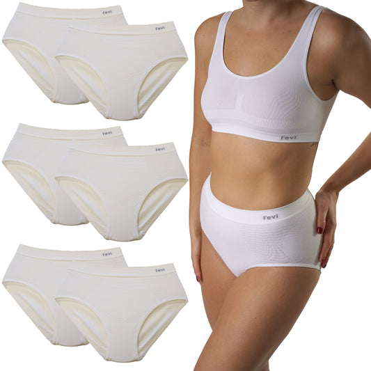 FEVI Pack 6 Bragas Faja Tiro Alto Mujer, Compresoras Push Up, Moldeadoras Vientre Plano, Sin Costuras, Alta Elasticidad, Ropa Interior Suave y Cómoda