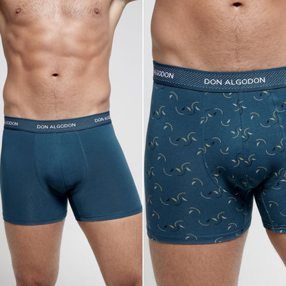 DON ALGODON Pack 12 Bóxers Hombre | Suaves y Transpirables | 2 Unidad por Color | 6 Estampados y 6 Lisos