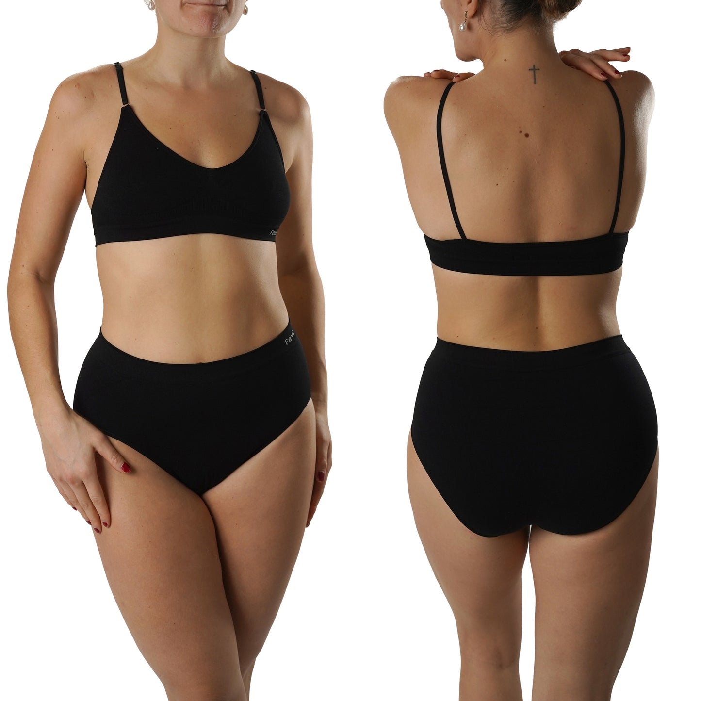 FEVI | Pack de 6 Braguitas Tiro Medio-Alto | en 1 o 3 Colores Diferentes: Blanco, Negro y Beige | Elásticas y Cómodas | Para Uso Diario