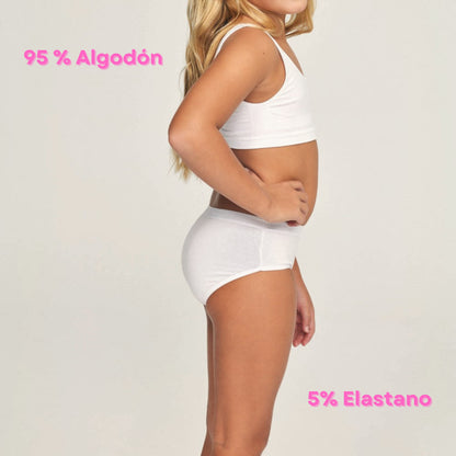 Don Algodon Kids | Pack de 12 Braguitas Lisas para Niña | Transpirables