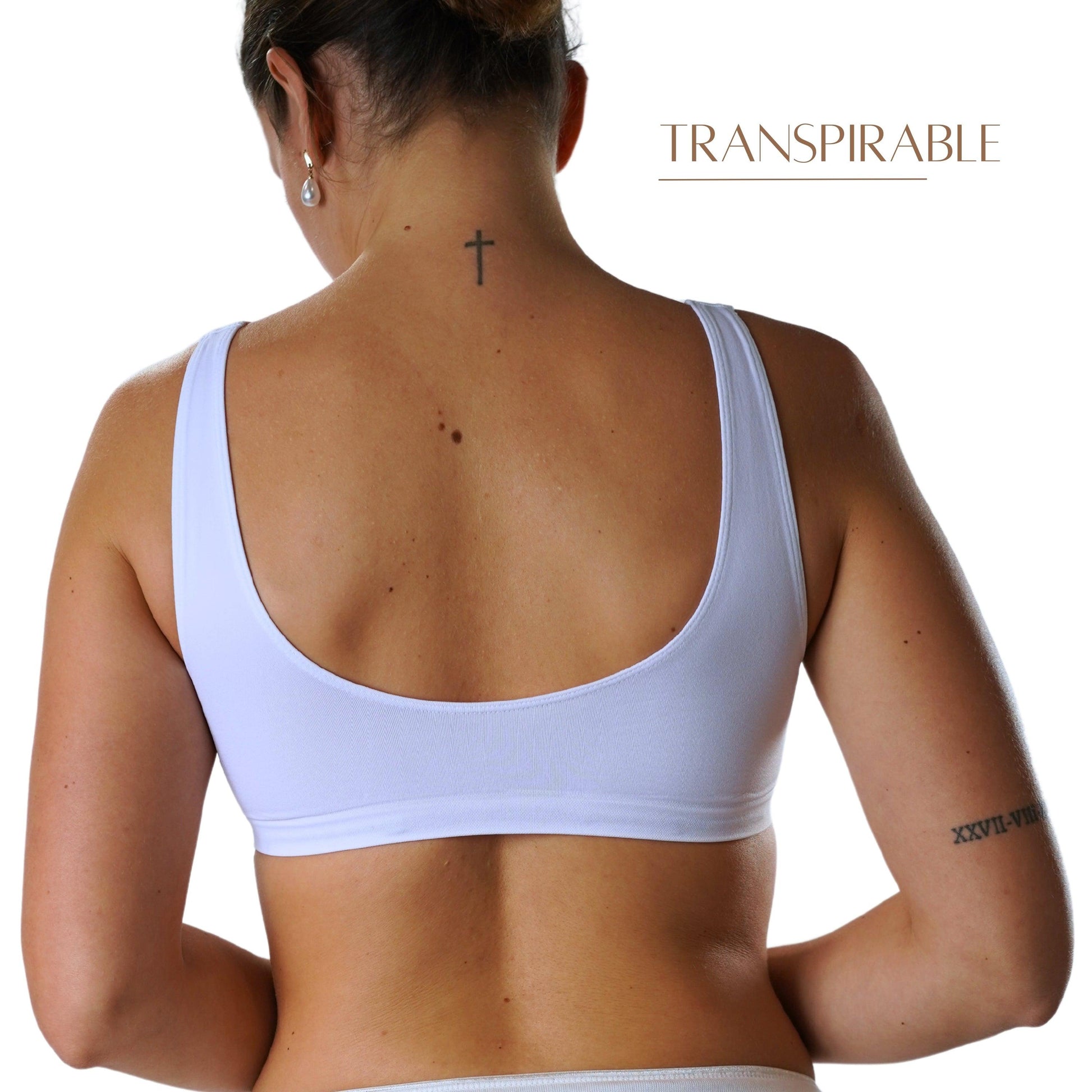 FEVI | Pack de 12 Tops en 3 Colores: Blanco, Negro, Beige | Talla Única de la 85 a la 95 - Underwear Essentials