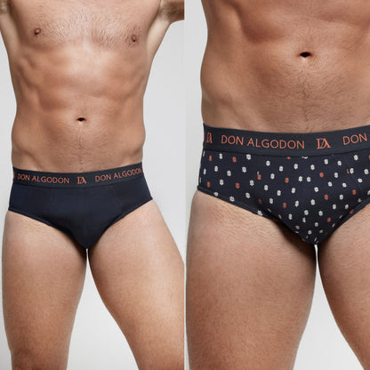 Don Algodon | Pack de 6 Slips Para Hombres Lisos y Estampados | Suaves y Transpirables | 93% Algodon | Para Uso Diario | 5 Tallas Disponibles | Maximo Confort