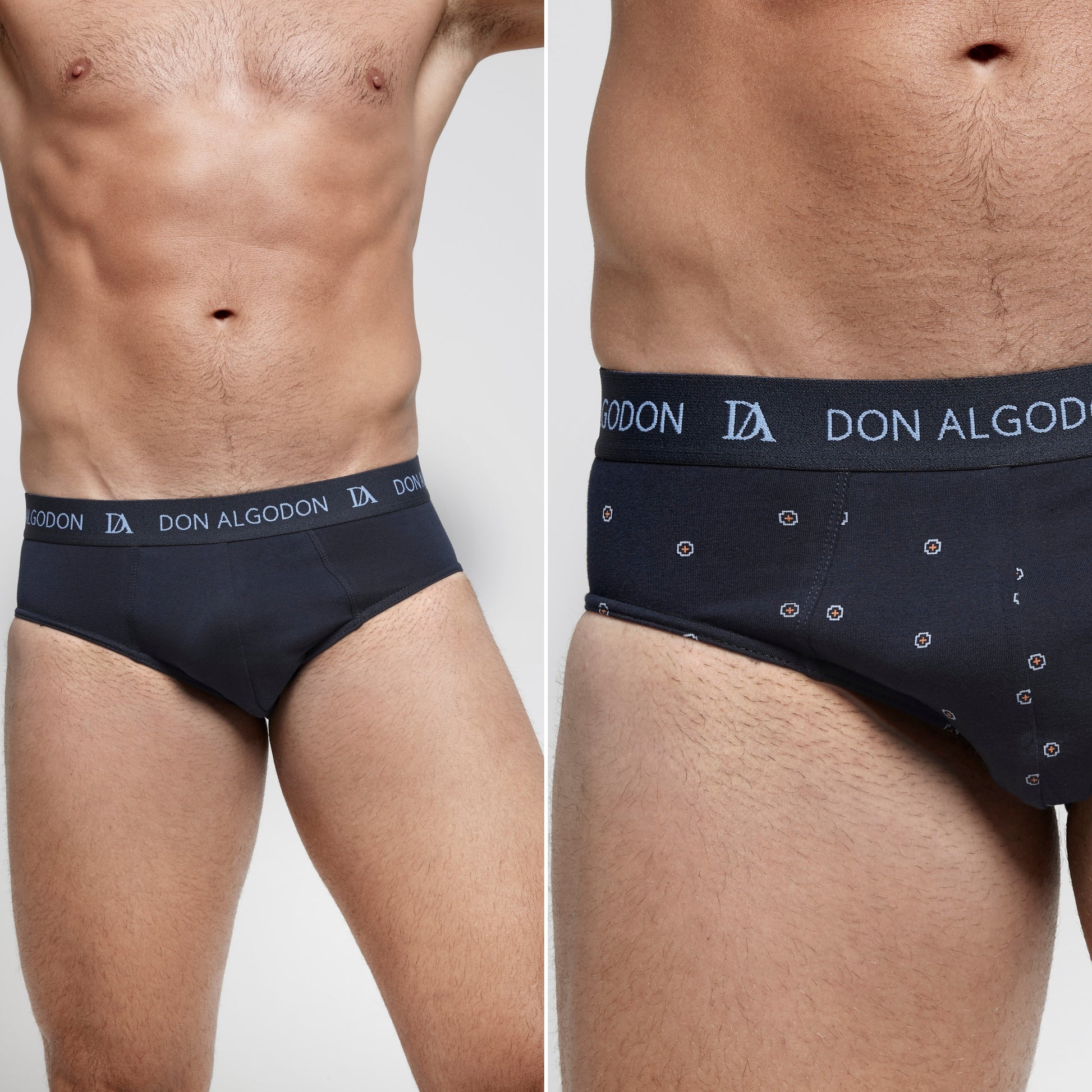 DON ALGODON Pack 12 Slips Hombre Suaves | Transpirables y Resistentes | 6 Slips lisos y 6 Slips estampados
