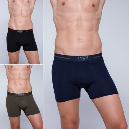 TIMON | Pack de 12 Boxers Para Hombre | 93 % Algodón | 3 Colores: Negro, Marino, Verde | Cintura Elástica | Máximo Confort | 5 Tallas: S, M, L, XL, XXL
