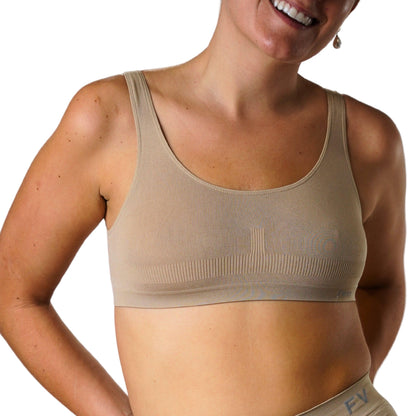 FEVI | Pack de 12 Tops en 3 Colores: Blanco, Negro, Beige | Talla Única de la 85 a la 95 - Underwear Essentials
