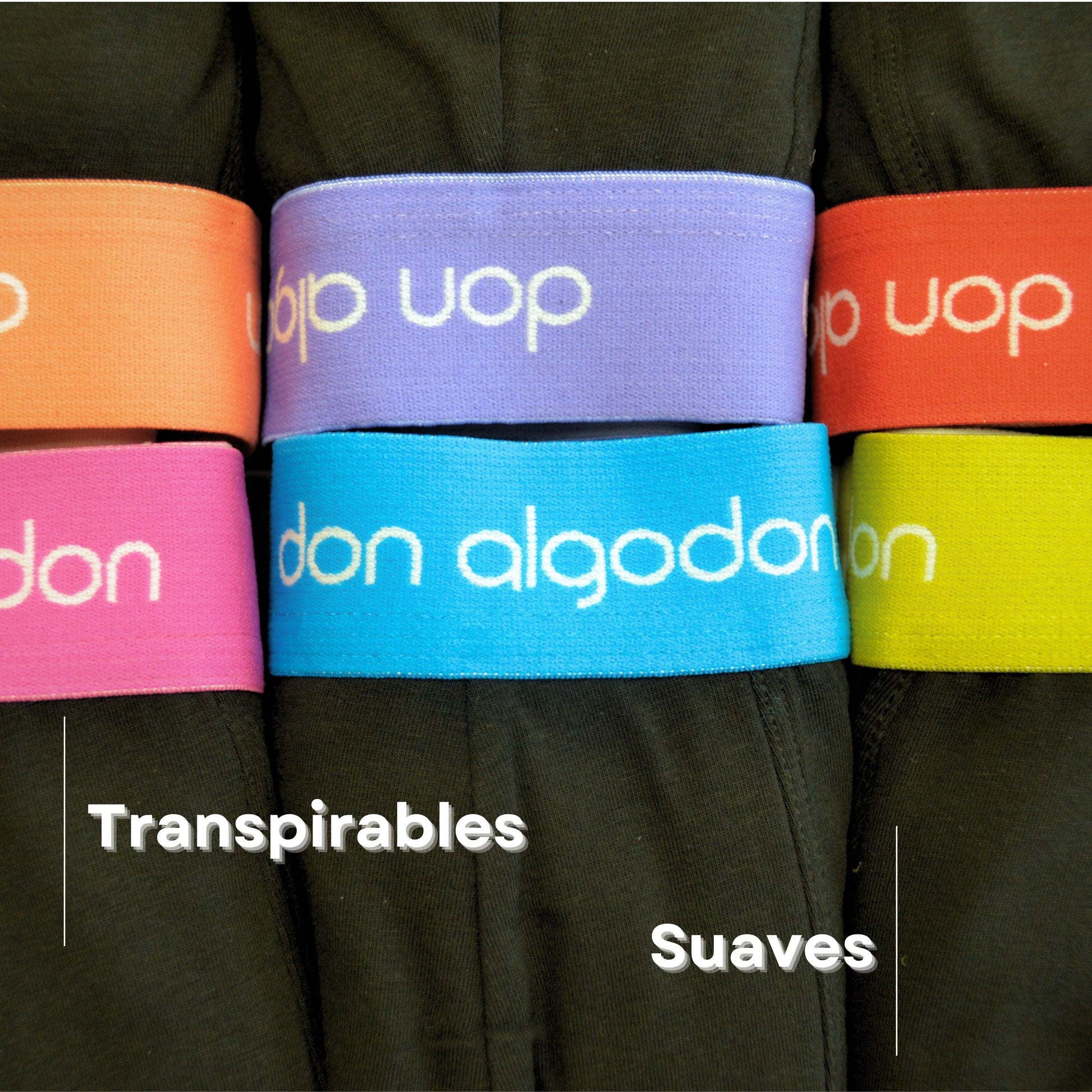 Don Algodon | Pack 6 Bóxers Lisos para Hombres | Cintura de Colores | Transpirables - Underwear Essentials