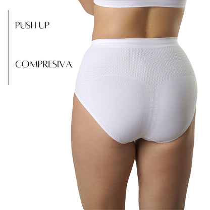 FEVI Pack 3 Bragas Faja Tiro Alto Mujer, Compresoras Push Up, Moldeadoras Vientre Plano, Sin Costuras, Alta Elasticidad, Ropa Interior Suave y Cómoda