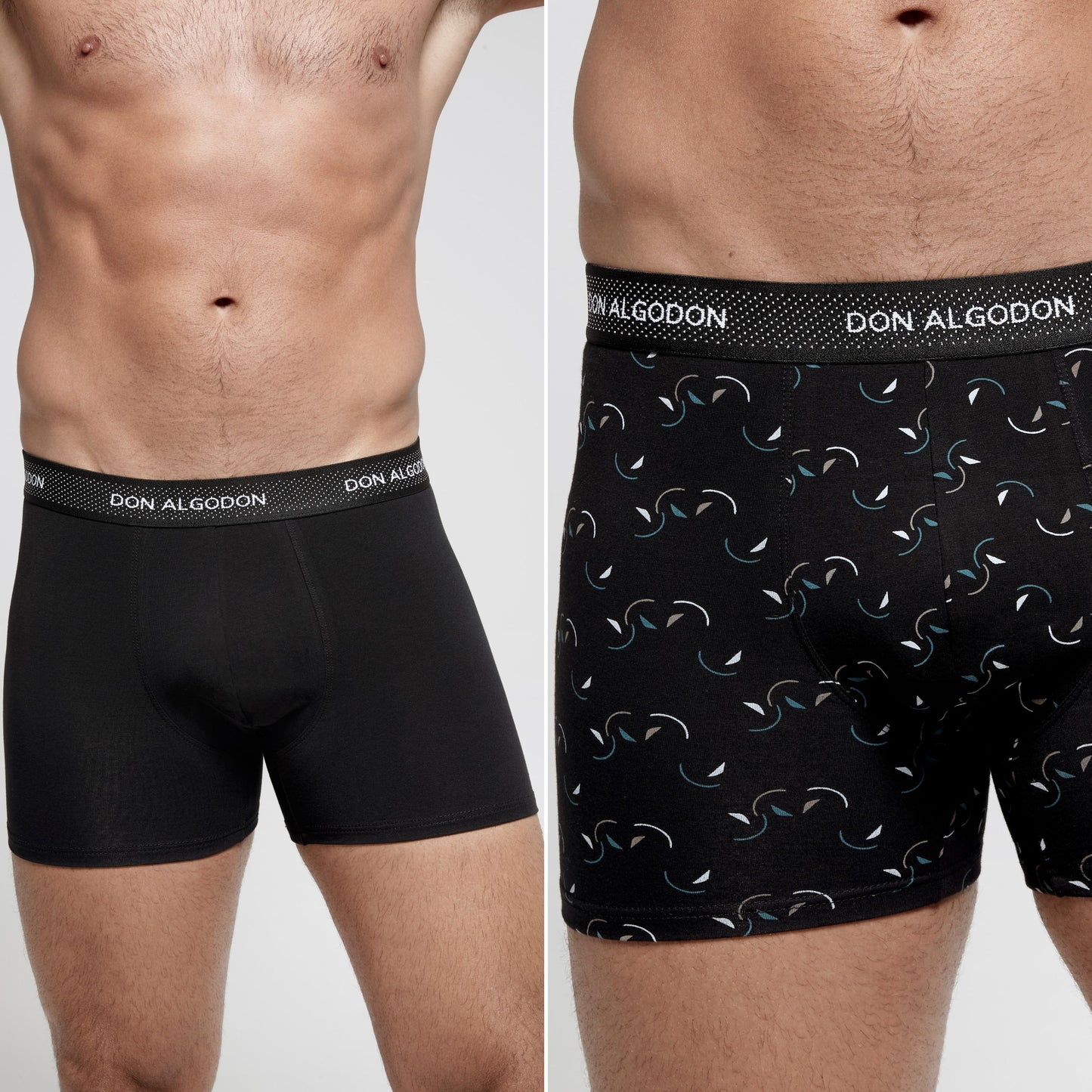 Don Algodon Pack 6 Bóxers Hombre Suaves y Transpirables | 1 Unidad por Color | 3 Estampados y 3 Lisos