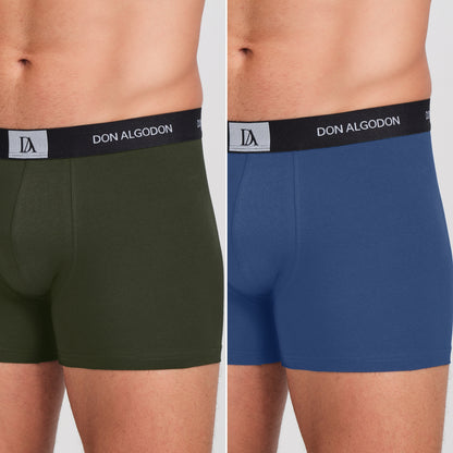 DON ALGODON | Pack de 6 Boxers Para Hombres | 6 Colores Diferentes: Negro, Azul, Gris, Teja, Azulado, Verde | Elegantes y Cómodos | 93% Algodón | 5 Tallas: S, M, L, XL, XXL | Para Uso Diario | Cintura Elástica | Transpirables y Suaves - Underwear Essentials