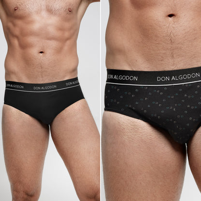 Don Algodon | Pack de 6 Slips Para Hombres Lisos y Estampados | Suaves y Transpirables | 93% Algodon | Para Uso Diario | 5 Tallas Disponibles | Maximo Confort