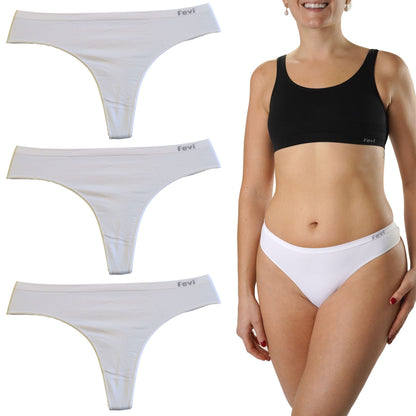 FEVI Pack de 3 Tangas Sin Costuras, Lencería Cómoda, Suave y Transpirable, Tangas Mujer con Acabado Fino Que No Marca, Talla Única M/L
