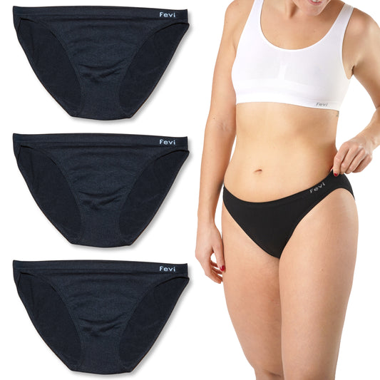 FEVI | Pack de 3 Braguitas Tiro Bajo Talla M/L | Bragas Cómodas para Mujer | Suaves, Transpirables y con Ajuste Cómodo