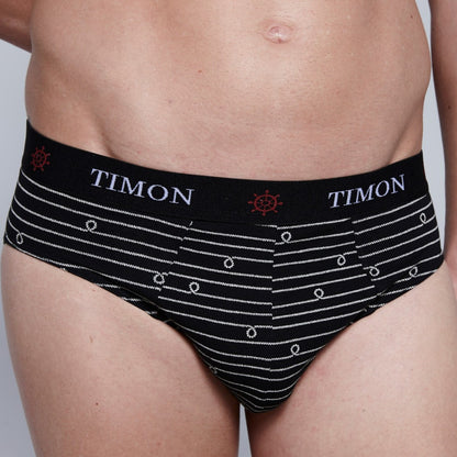 TIMON | Pack de 12 Slips Para Hombre | 93 % Algodón | 3 Colores: Negro, Marino, Verde y 3 Estampados con Líneas | Cintura Elástica | Máximo Confort | 5 Tallas: S, M, L, XL, XXL