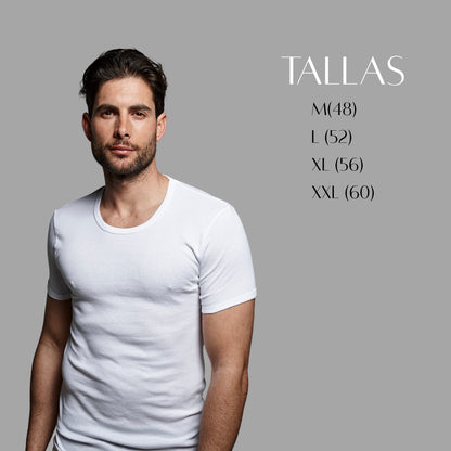 DON ALGODON | Camiseta Interior de Manga Corta Blanca | 100% Algodon | Transpirable | 4 Tallas | Se Adapta al Cuerpo | Suave y Confortable | Acabados Reforzados | Hilo Compacto