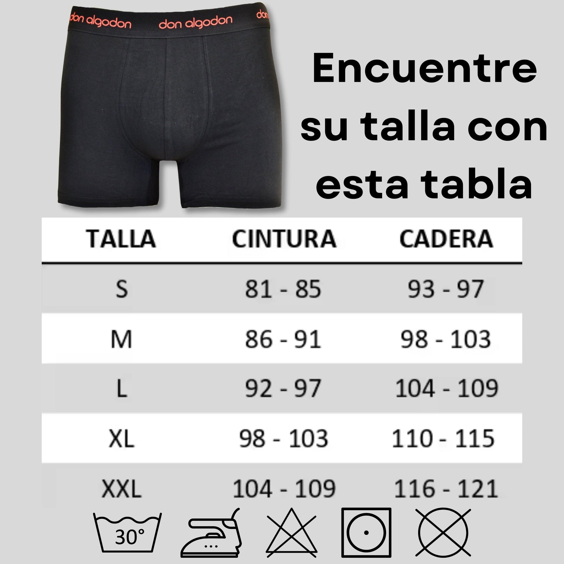 Don Algodon | Pack 6 Bóxers para Hombre | Negros con Cintura a Colores | Transpirables - Underwear Essentials