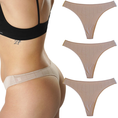 FEVI Pack 3 Tangas de Algodón para Mujer, Sin Costuras, Ropa Interior Cómoda, Suave y Elástica, Lencería Bragas