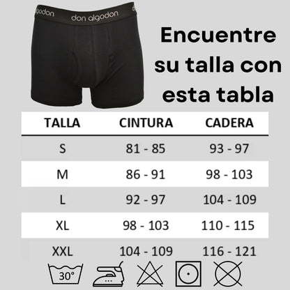 Don Algodón Premium | Pack de 6 Boxers Lisos para Hombre | Transpirables | 6 Colores Diferentes - Underwear Essentials