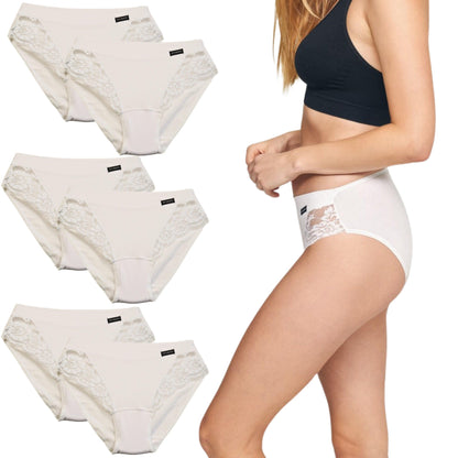 Don Algodon | Pack de 6 Bragas Bikini con Encaje Lateral | Transpirables - Underwear Essentials