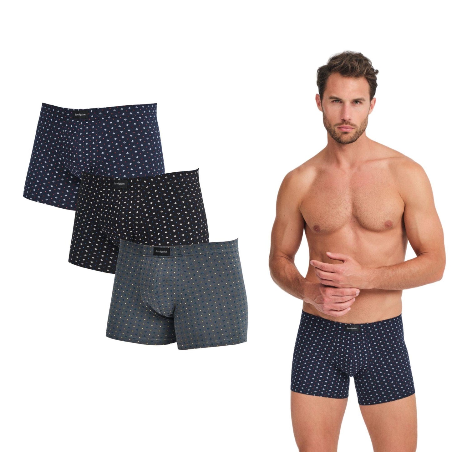 Don Algodon Premium | Pack 3 Boxers Hombre | Suaves y Transpirables | Negro, Marino, Verde - Underwear Essentials