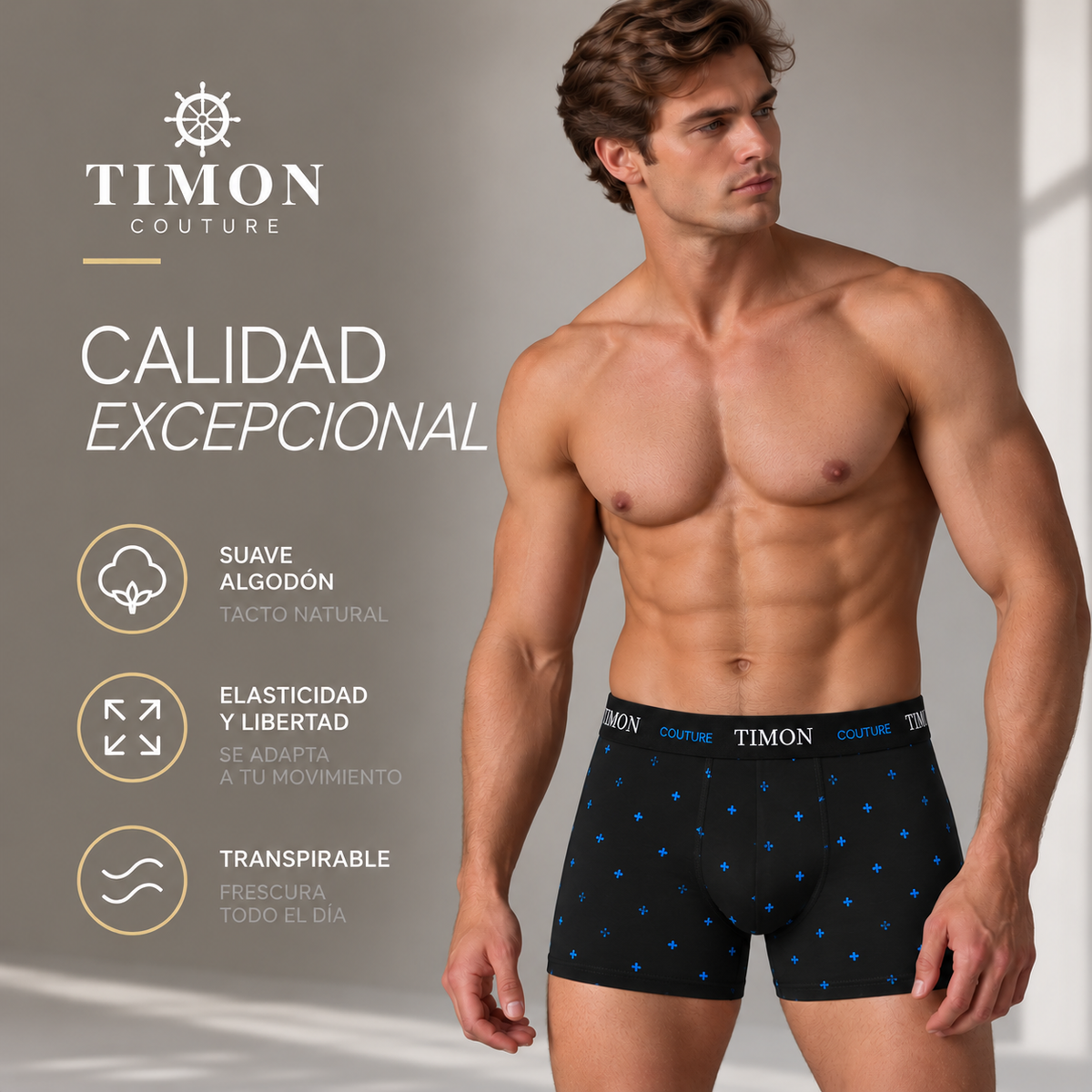 Pack Ahorro 12 Bóxers Algodón para Hombre TIMON COUTURE | Calzoncillos Suaves y Elásticos para el Día a Día | Calidad y transpirabilidad insuperable