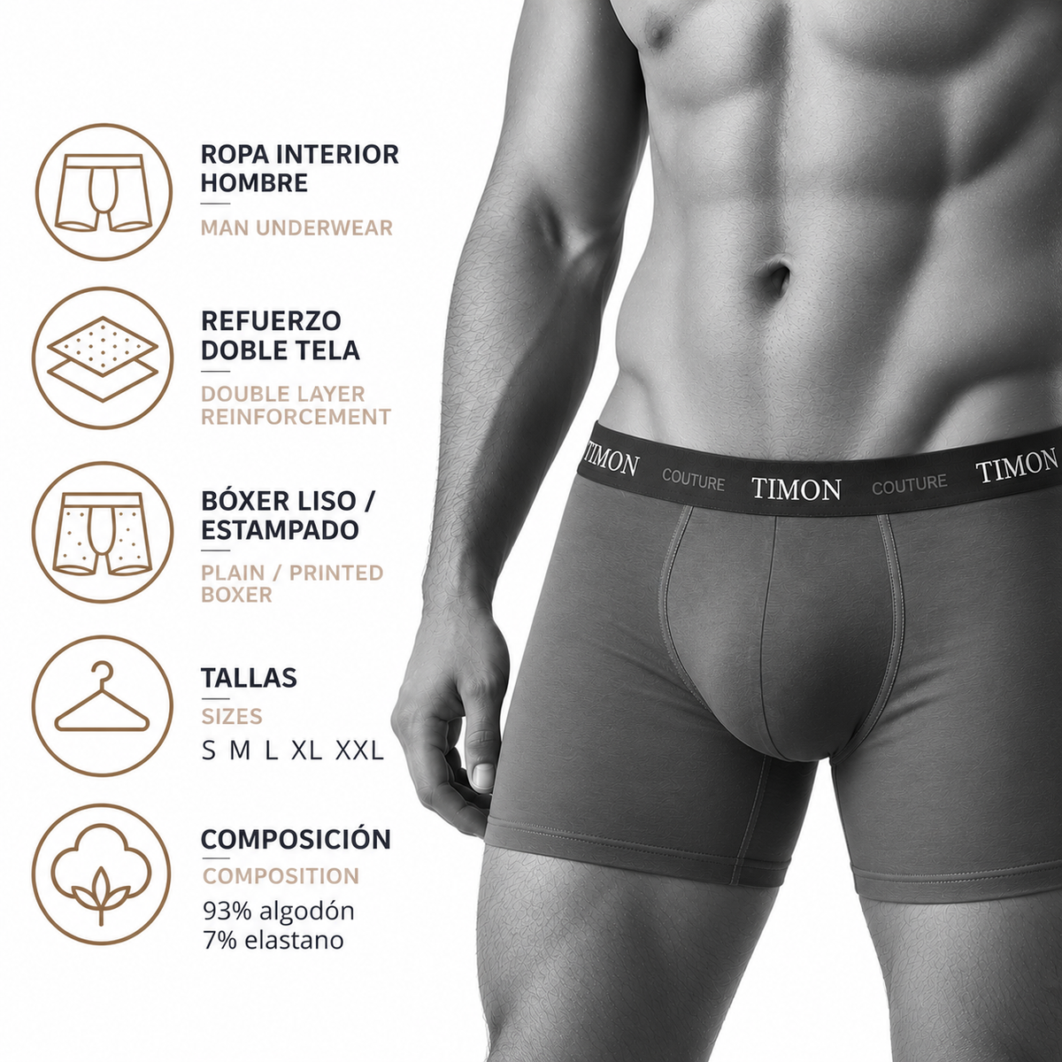 Pack Ahorro 12 Bóxers Algodón para Hombre TIMON COUTURE | Calzoncillos Suaves y Elásticos para el Día a Día | Calidad y transpirabilidad insuperable