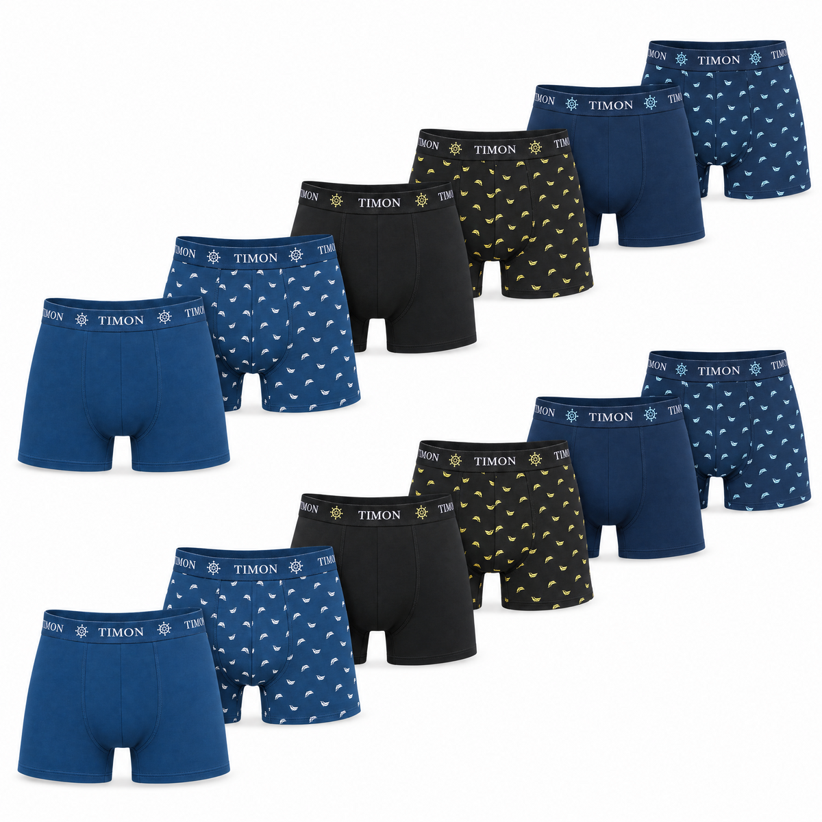TIMON COUTURE Pack Ahorro 6 Bóxers Algodón para Hombre con Delfines | Calzoncillos Suaves y Elásticos para el Día a Día | Calidad y transpirabilidad insuperable (Copia) (Copia)