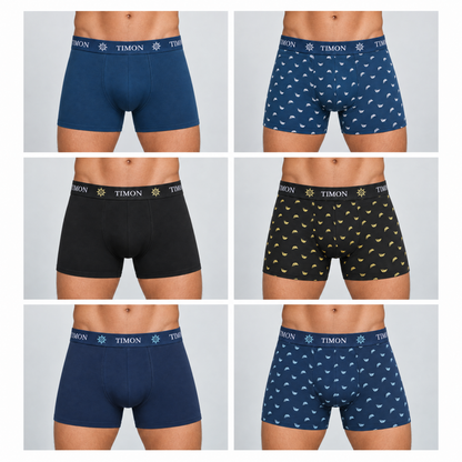 TIMON COUTURE Pack 6 Bóxers Algodón para Hombre con Delfines | Calzoncillos Suaves y Elásticos para el Día a Día | Calidad y transpirabilidad insuperable (Copia)