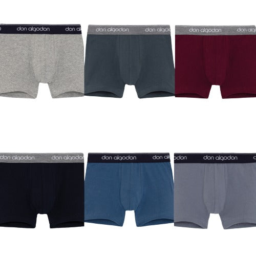 Don Algodon Kids | Pack 6 Boxers Lisos para Niño | Calzoncillos Transpirables