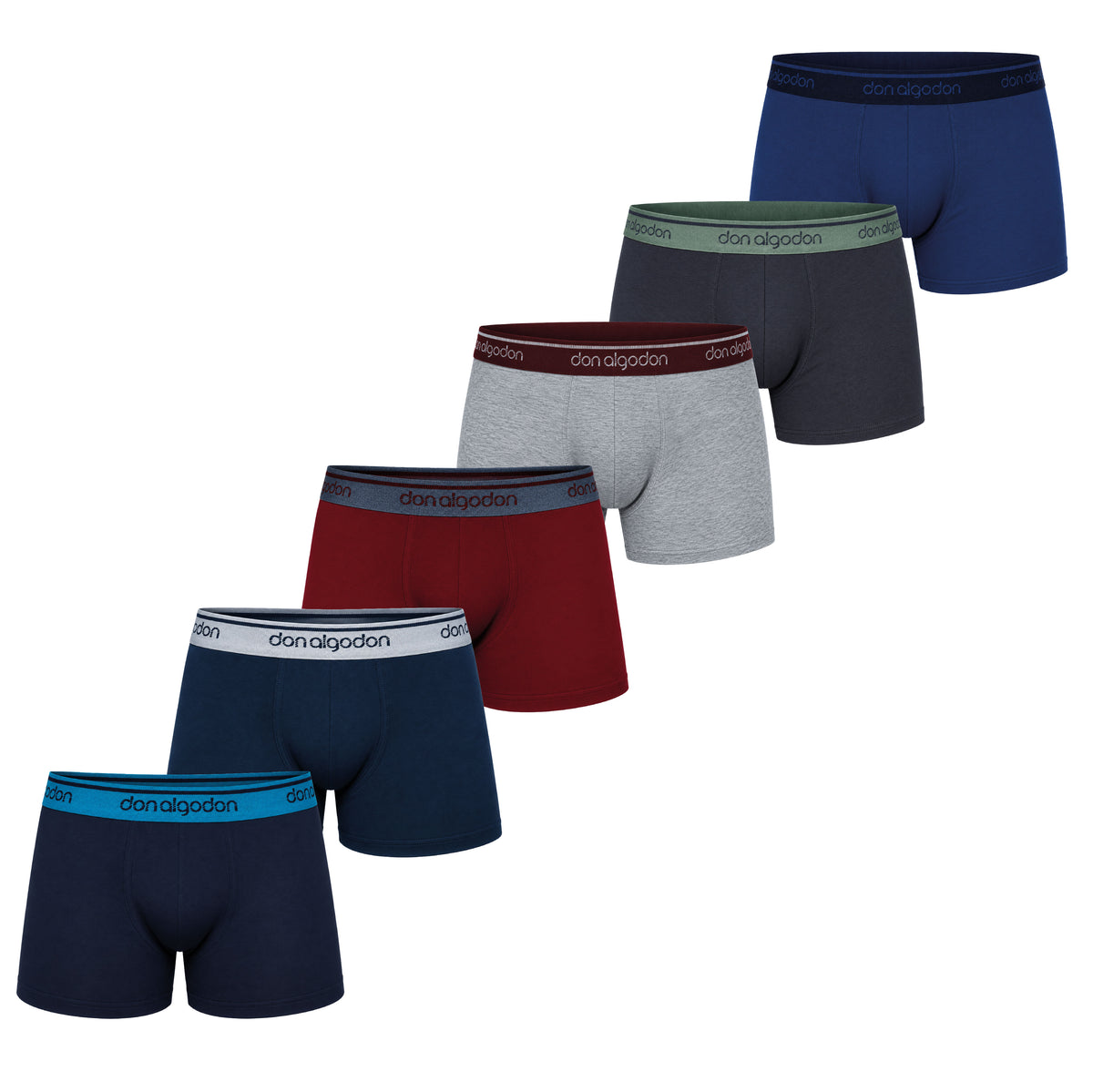 Don Algodon Crianças | Pacote com 12 boxers lisos para meninos | Cuecas respiráveis