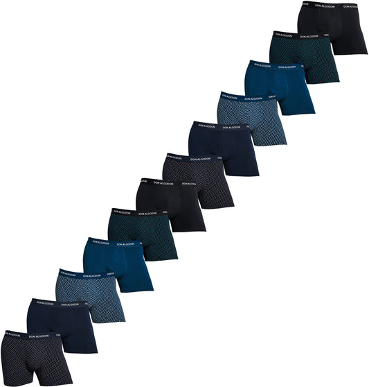 Don Algodon Pack 12 Calzoncillos Hombre Suaves y Transpirables | 2 Unidad por Color | 6 Estampados y 6 Lisos