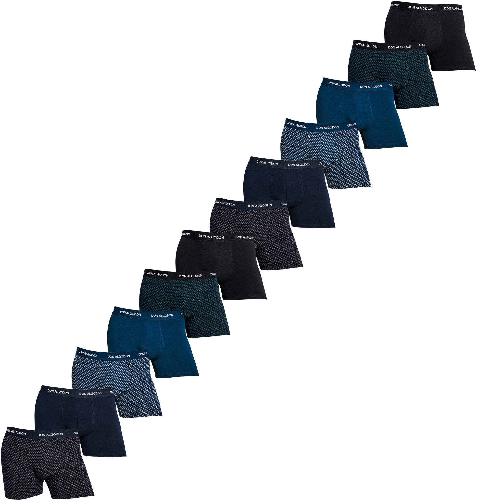 Don Algodon Pack 12 Calzoncillos Hombre Suaves y Transpirables | 2 Unidad por Color | 6 Estampados y 6 Lisos