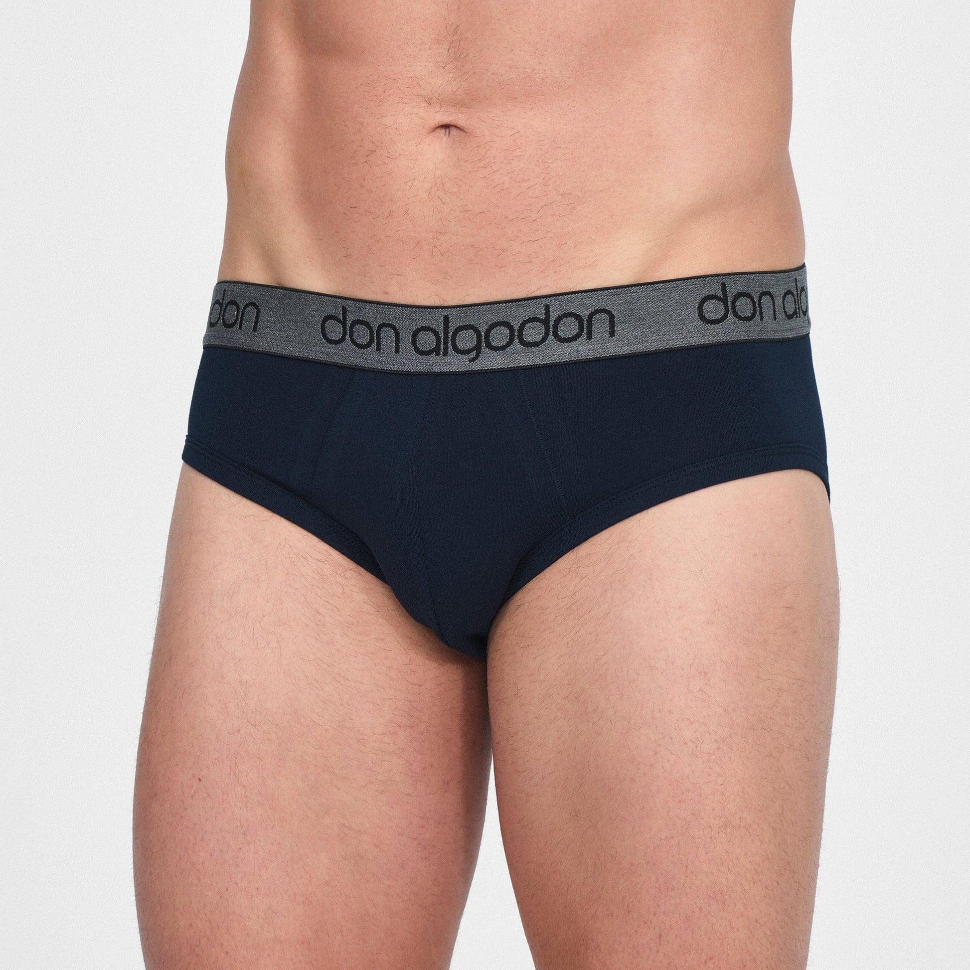 Don Algodon | Pack 12 Slips Lisos Hombre | 6 Negros, 2 Marinos, 2 Grises y 2 Verdes - Underwear Essentials
