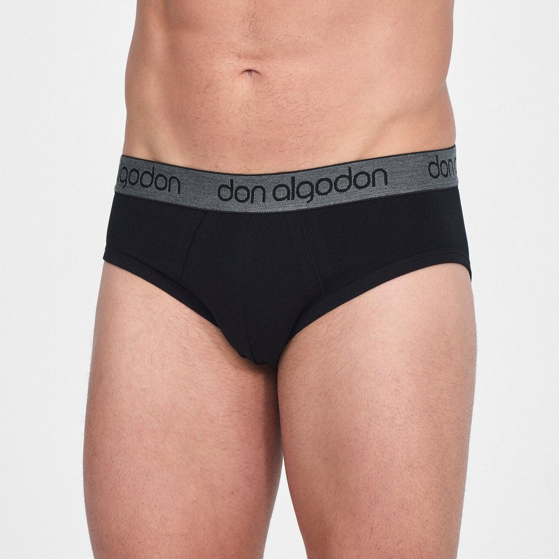 Don Algodon | Pack 12 Slips Lisos Hombre | 6 Negros, 2 Marinos, 2 Grises y 2 Verdes - Underwear Essentials