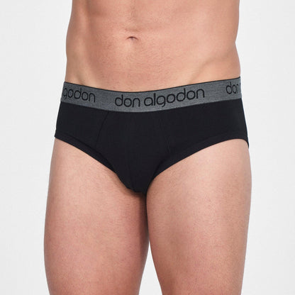 Don Algodon | Pack 12 Slips Lisos Hombre | 6 Negros, 2 Marinos, 2 Grises y 2 Verdes - Underwear Essentials