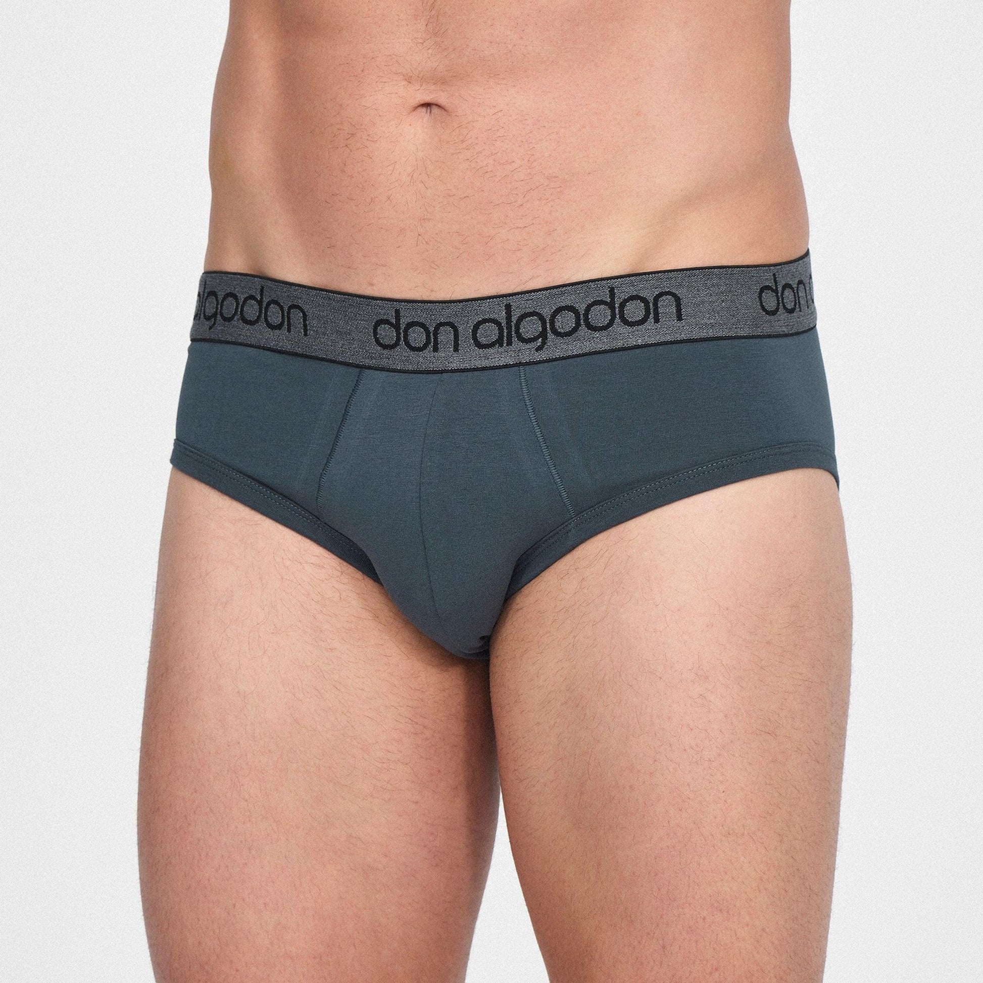 Don Algodon | Pack 12 Slips Lisos Hombre | 6 Negros, 2 Marinos, 2 Grises y 2 Verdes - Underwear Essentials