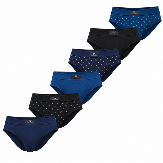 Don Algodon | Pack de 6 Slips Para Hombres Lisos y Estampados | Suaves y Transpirables | 93% Algodon | Para Uso Diario | 5 Tallas Disponibles | Maximo Confort · Tonos Verdes y Marinos