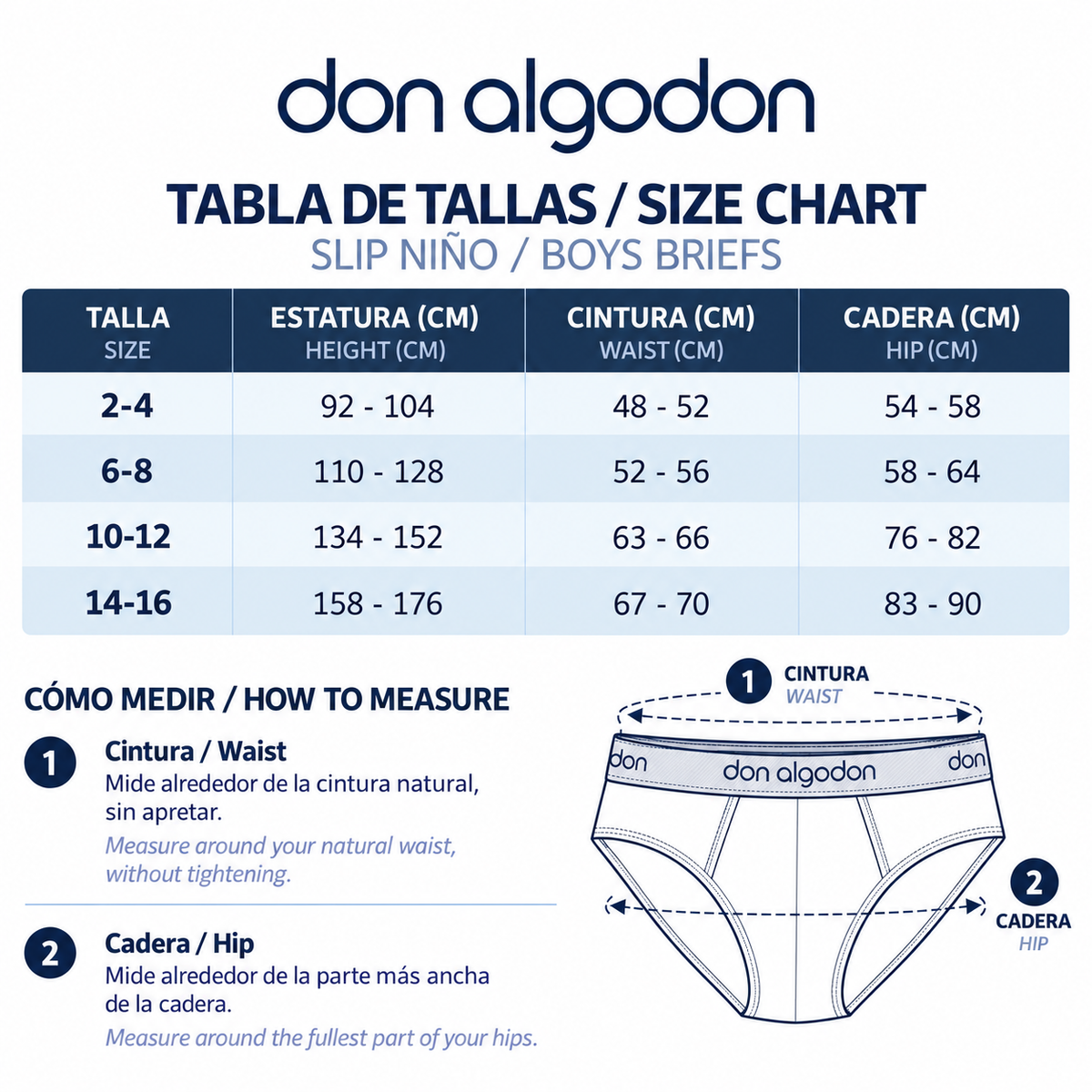 Don Algodon Kids | Pack 6 Slips Lisos y Estampados para Niño | Calzoncillos Transpirables