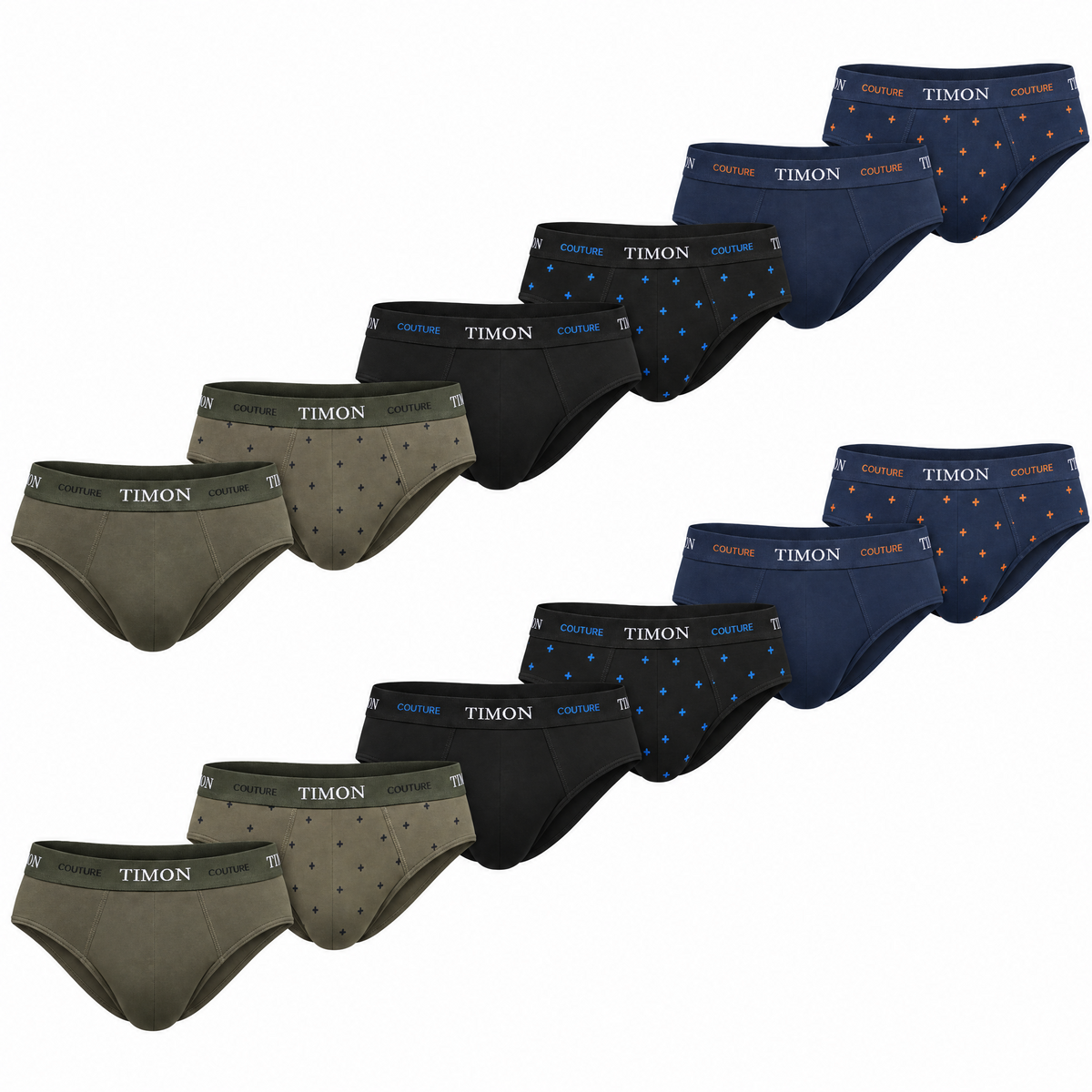 Pack 12 Slips de Algodón Marca Timon, Prendas de Algodón Suaves y Transpirables, Refuerzo Doble Tela