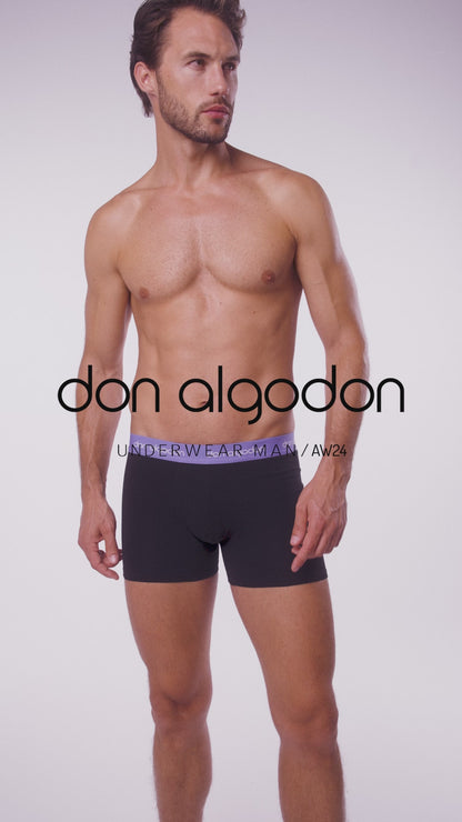 Sr. Algodão | Pacote com 6 boxers lisos para homens | Cintura Colorida | Respirável 